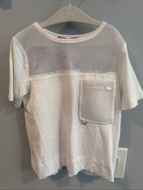 Val Max White Mesh Panel Pocket Tee